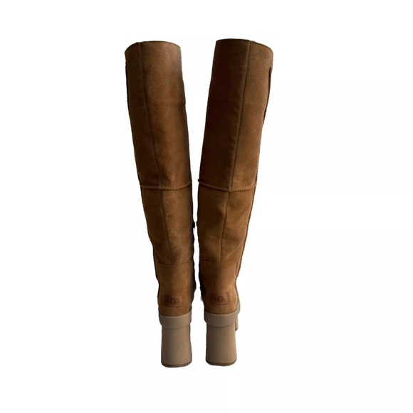 UGG NEW HEIGHTS PLATFORM XTRA CHESTNUT OVER THE KNEE SUEDE BOOTS US 5.5 - Picture 4 of 7